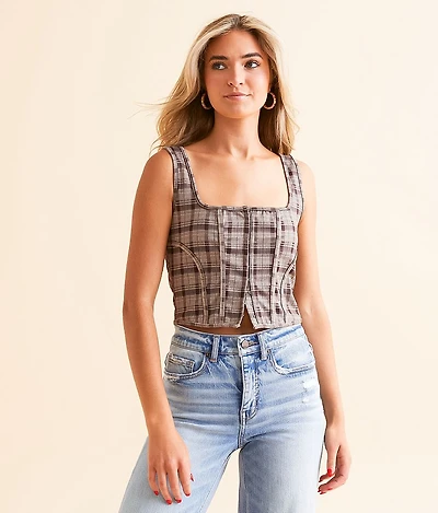 Plaid Corset Tank Top