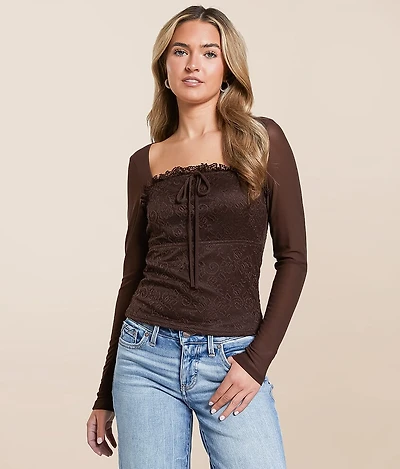 Pieced Floral Lace Top