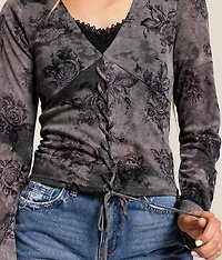 Floral Lace-Up Top