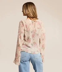 Textured Floral Chiffon Top