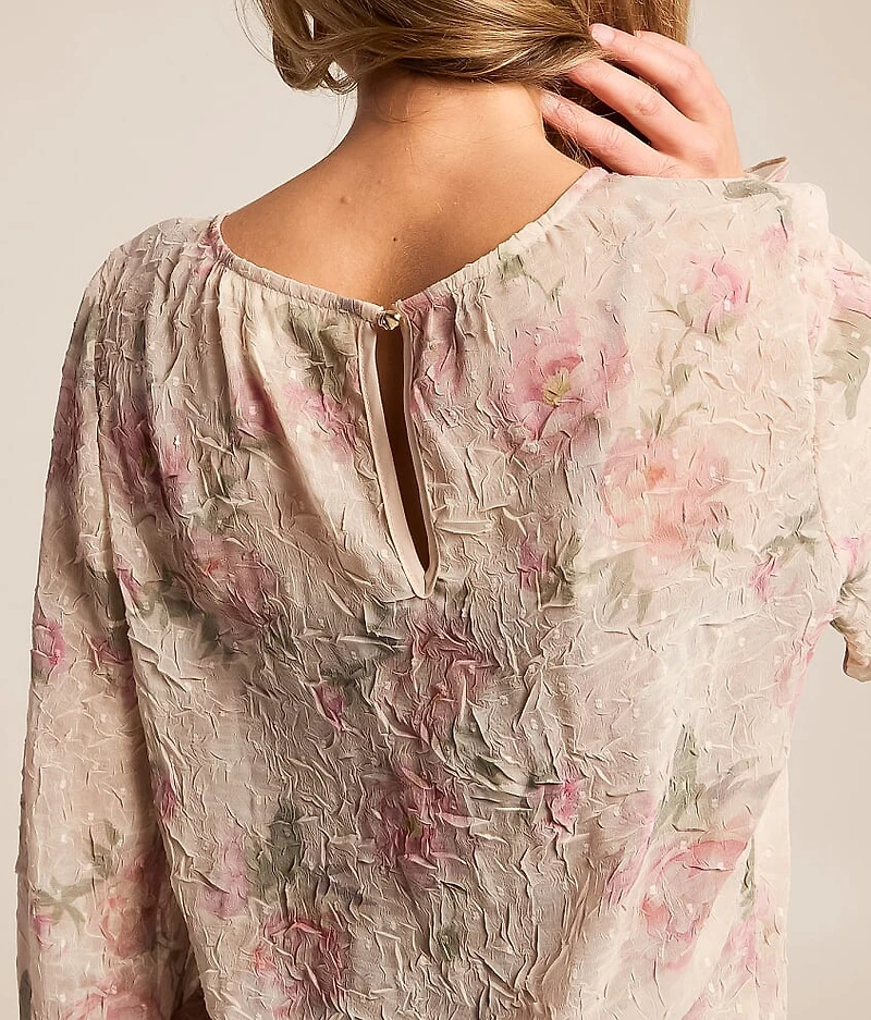 Textured Floral Chiffon Top