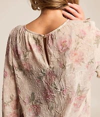 Textured Floral Chiffon Top