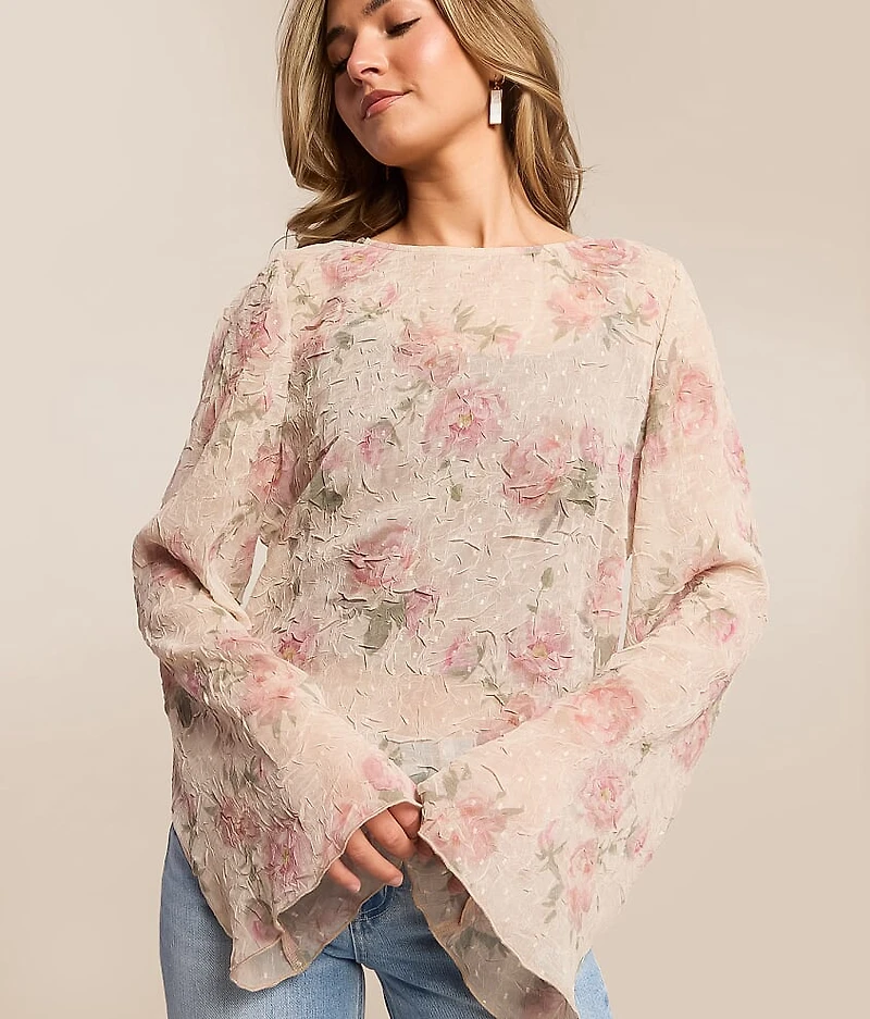 Textured Floral Chiffon Top