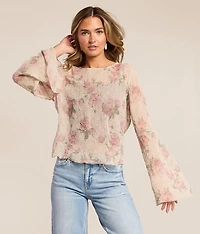 Textured Floral Chiffon Top