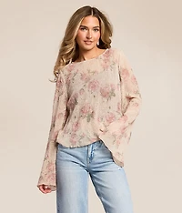 Textured Floral Chiffon Top