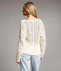 Pointelle Stitch Cardigan Sweater