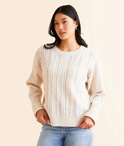 Rhinestone Cable Knit Sweater