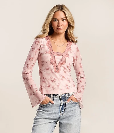 Floral Mesh Top