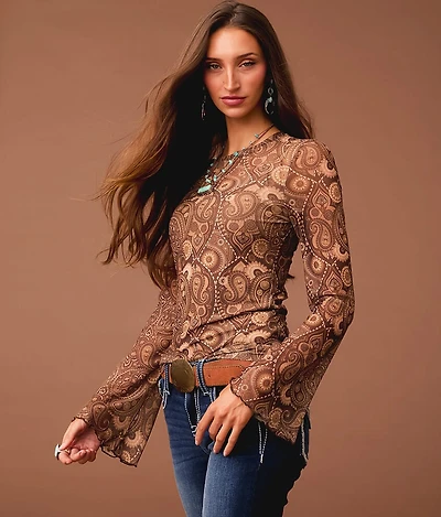 Paisley Mesh Top
