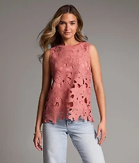 Floral Crochet Overlay Tank Top