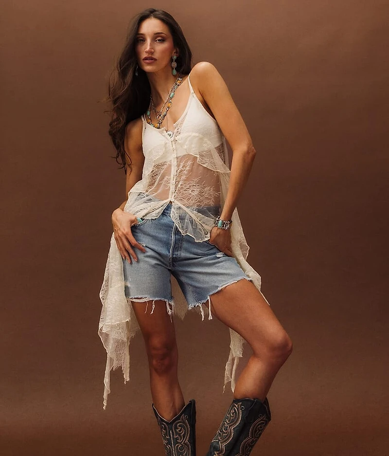 Eyelash Lace Fringe Tank Top