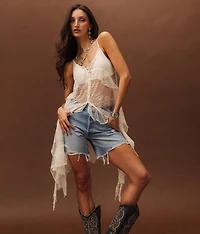 Eyelash Lace Fringe Tank Top