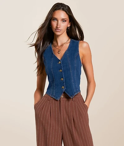 Willow & Root Contrast Stitch Denim Vest