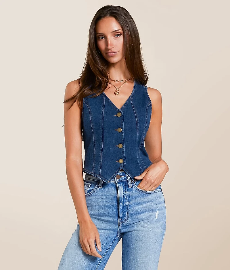 Contrast Stitch Denim Vest
