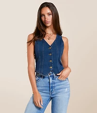 Contrast Stitch Denim Vest