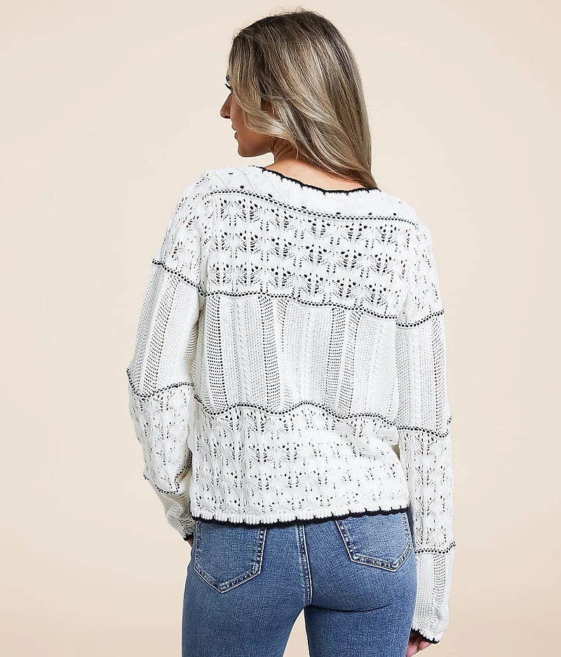 Mixed Stitch Cardigan Sweater