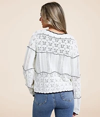 Mixed Stitch Cardigan Sweater