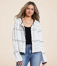 Mixed Stitch Cardigan Sweater