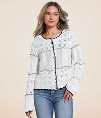 Mixed Stitch Cardigan Sweater