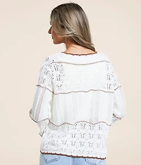 Mixed Stitch Cardigan Sweater