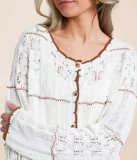 Mixed Stitch Cardigan Sweater