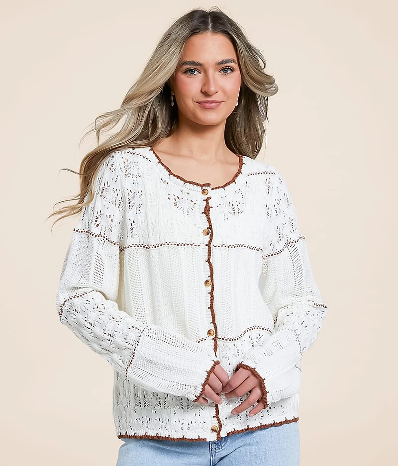 Mixed Stitch Cardigan Sweater