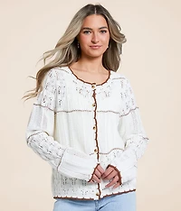 Mixed Stitch Cardigan Sweater