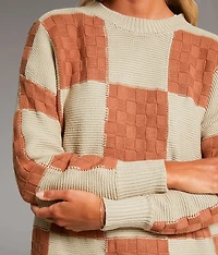Checkered Knit Sweater