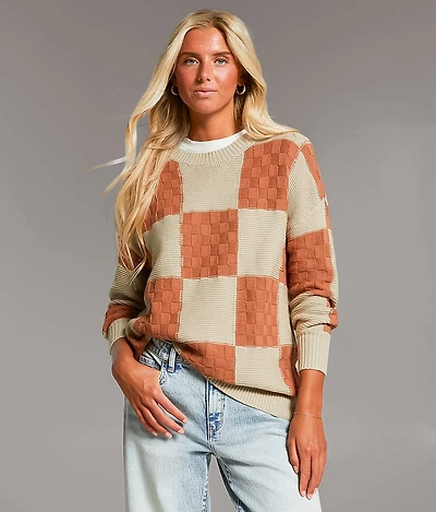 Checkered Knit Sweater