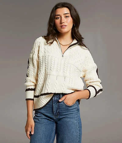 Prep Edit - Mixed Cable Knit Sweater