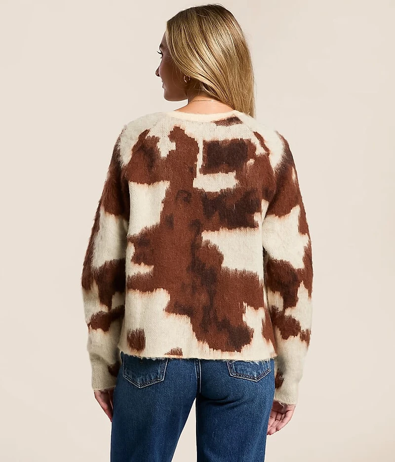 Cow Print Cardigan Sweater