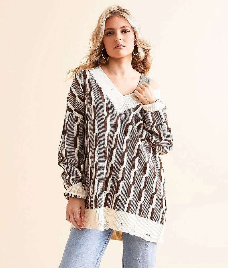 Oversized Cable Tunic Sweater