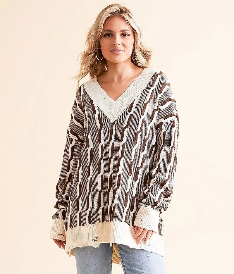 Oversized Cable Tunic Sweater