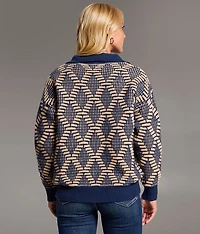 Textured Diamond Quarter Zip Sweater
