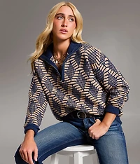 Textured Diamond Quarter Zip Sweater