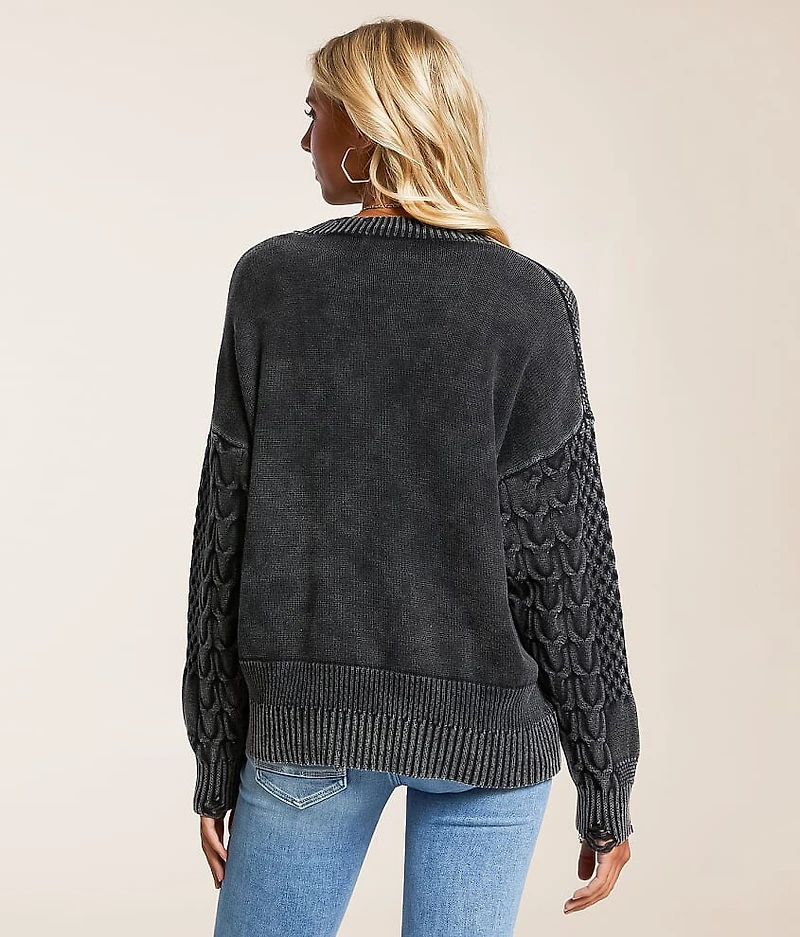 Cable Knit Destructed Sweater