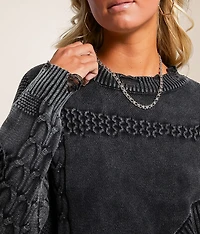 Cable Knit Destructed Sweater