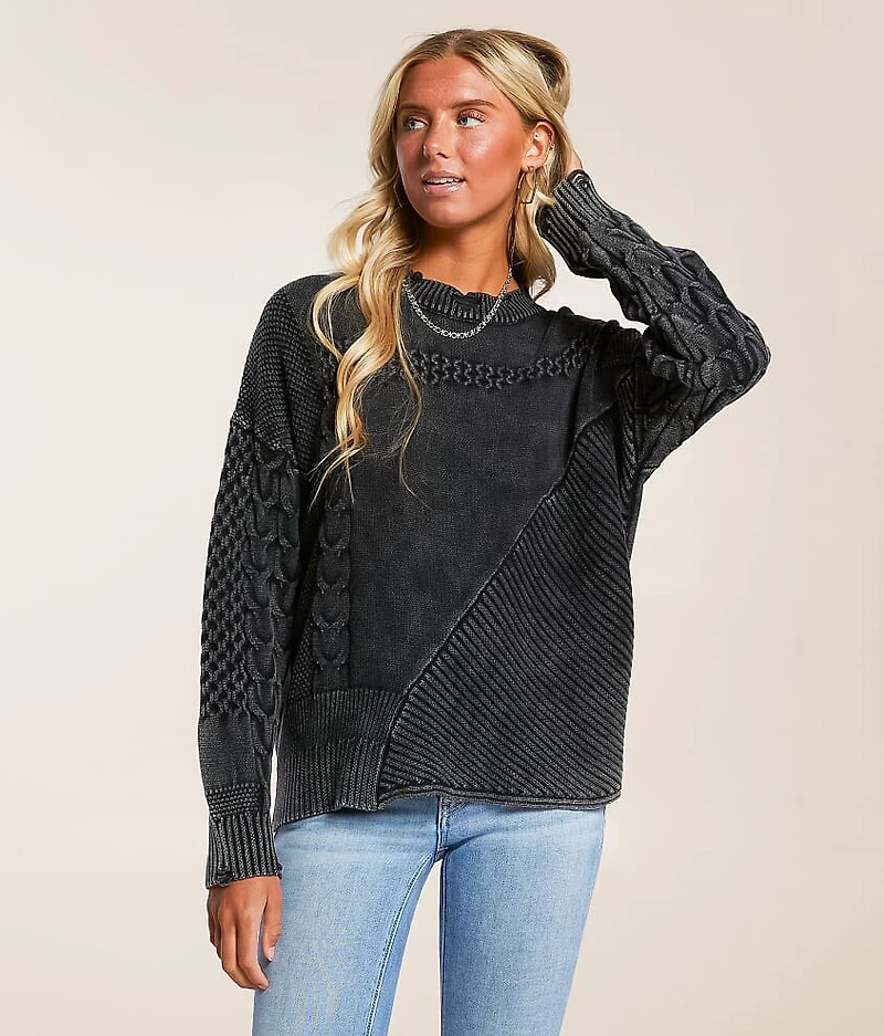 Gilded Intent Cable Knit Destructed Sweater
