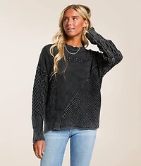 Gilded Intent Cable Knit Destructed Sweater