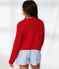 Chunky Cropped Cardigan Sweater