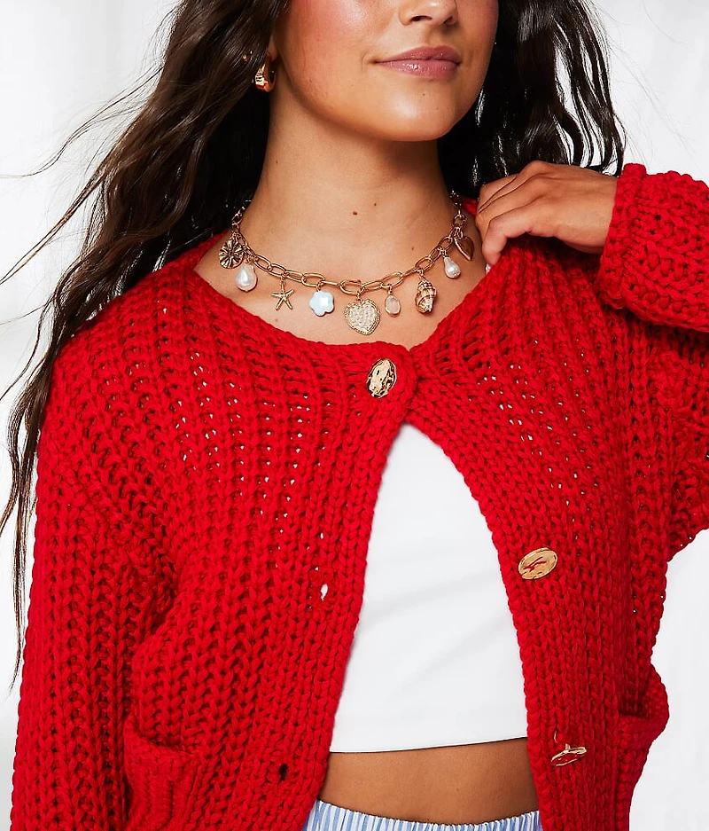 Chunky Cropped Cardigan Sweater