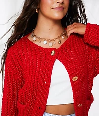 Chunky Cropped Cardigan Sweater
