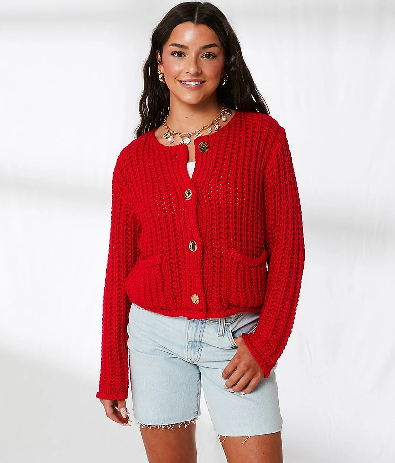 Chunky Cropped Cardigan Sweater