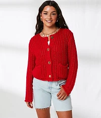 Chunky Cropped Cardigan Sweater