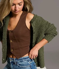 Nubby Textured Cardigan Sweater