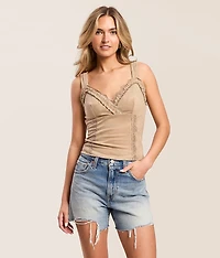 Ruffle Lace Cropped Tank Top