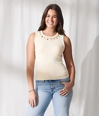 Embellished High Neck Tank Top