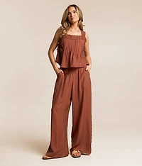 Textured Wide Leg Pant