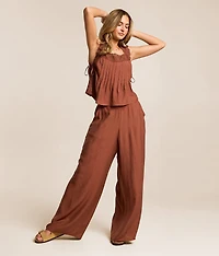 Textured Wide Leg Pant