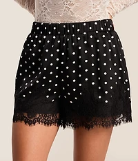 Polka Dot Satin Eyelash Lace Short